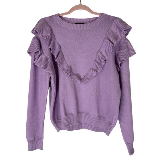 Cocobleu Sweaters - Cocobleu Lilac Purple Ruffle Knit Long Sleeve Cozy Casual Sweater Top Size M
